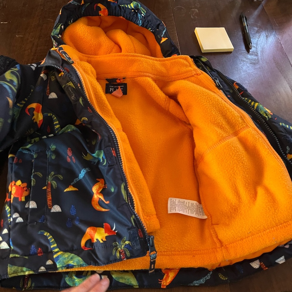 Toddler snow bundle (snow pants, boots and dinosaur winter jacket)